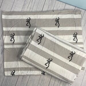 Browning Buckmark Houndstooth Stripe Pillowcase Sheet Bedding Set Hunting Camo